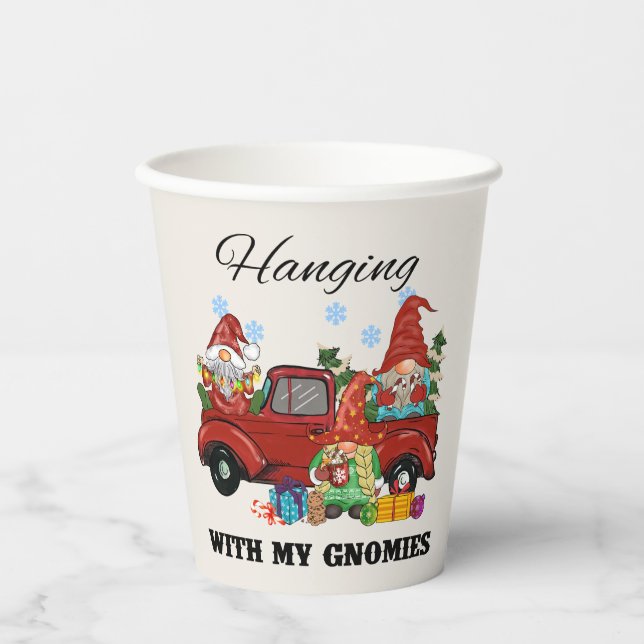 Hanging With My Gnomies – Cute Christmas Paper Cups (Front)