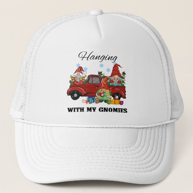 Hanging With My Gnomies – Cute Christmas Trucker Hat (Front)