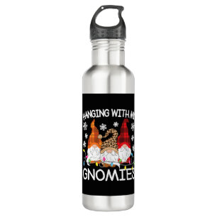 Hanging With My Gnomies Funny Christmas Gnome Xmas 710 Ml Water Bottle