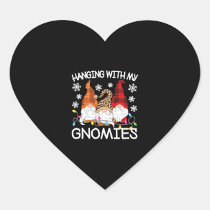 Hanging With My Gnomies Funny Christmas Gnome Xmas Heart Sticker