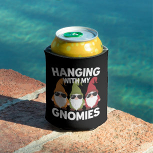 Hanging With My Gnomies Funny Garden Gnome Can Cooler