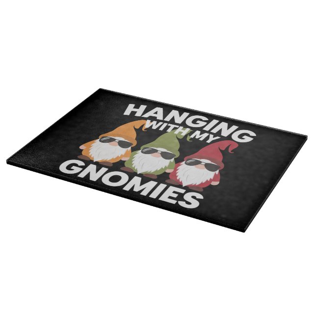 Hanging With My Gnomies Funny Garden Gnome Cutting Board (Corner)