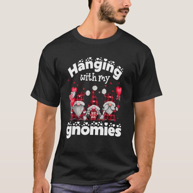 Hanging With My Gnomies Happy Valentines Day Cute  T-Shirt (Front)