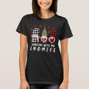 Hanging With My Gnomies Leopard Plaid Valentines D T-Shirt