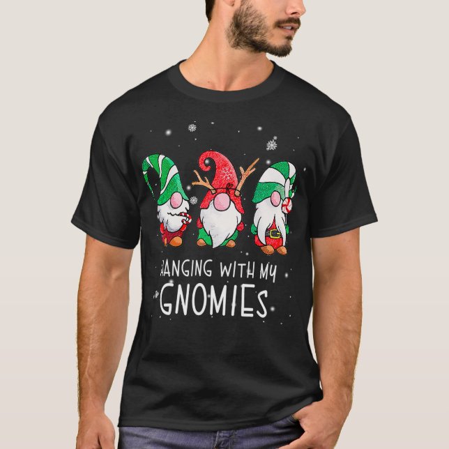 Hanging With My Gnomies Nordic Santa Gnome Christm T-Shirt (Front)