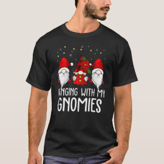 Hanging With My Gnomies Plaid Garden Christmas Gno T-Shirt