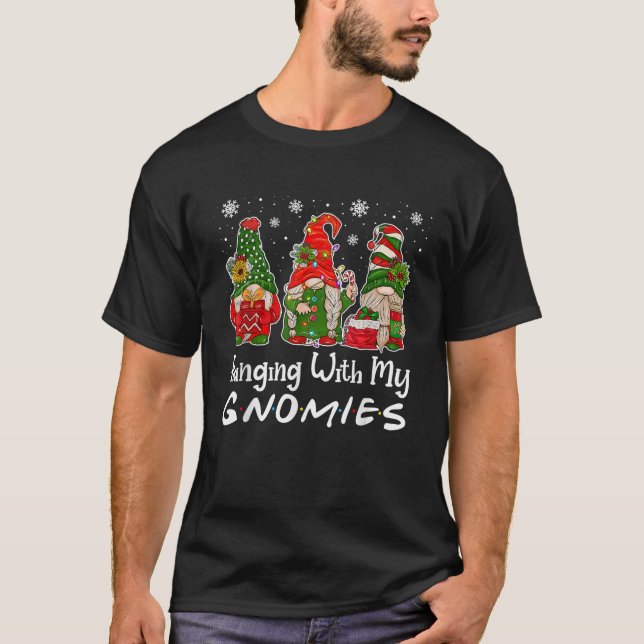 Hanging With My Gnomies Rainbow Christmas Boys Gir T-Shirt (Front)