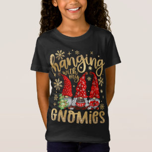 Hanging With My Gnomies Santa Cute Gnome Christmas T-Shirt