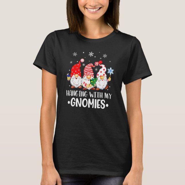 Hanging With My Gnomies Santa Gnome Christmas Paja T-Shirt (Front)