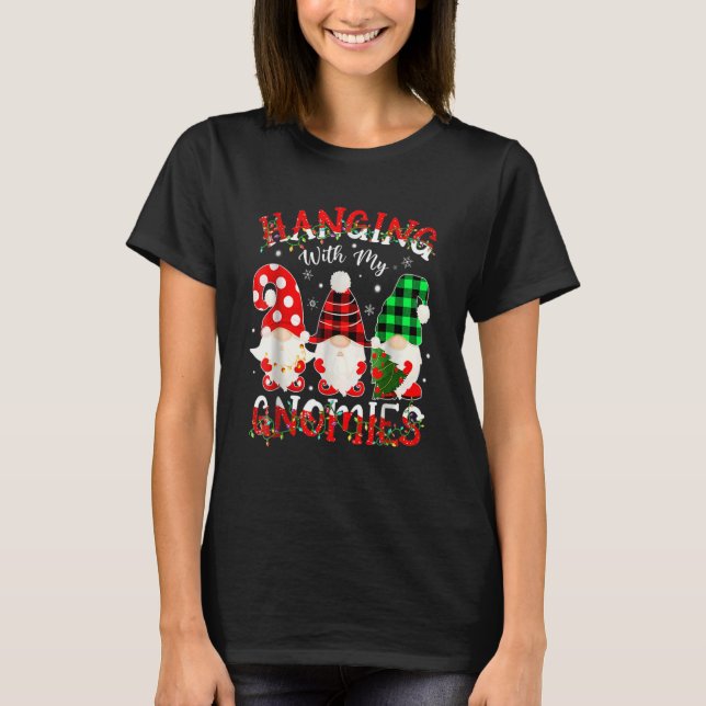 Hanging With My Gnomies Santa Gnome Christmas Paja T-Shirt (Front)