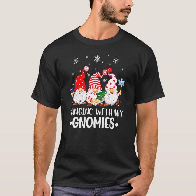 Hanging With My Gnomies Santa Gnome Christmas Paja T-Shirt (Front)