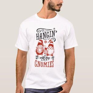 Hanging With My Gnomies Womens Christmas Gnome T-Shirt