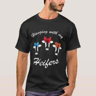 Hanging With My Heifers Farm Cow Distressed Tee