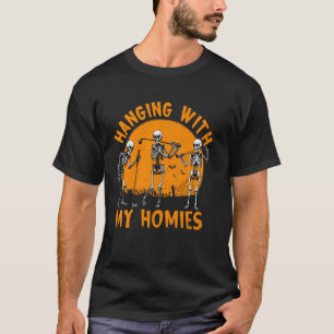 Hanging With My Homies Halloween Golf Skeletons Go T-Shirt