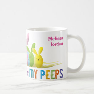 Hanging With My Peeps Cute Colourful Bunny Rabbits Coffee Mug