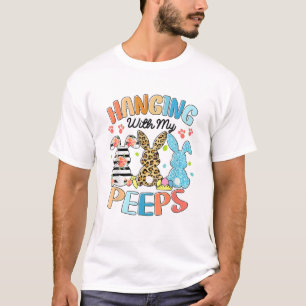 Hanging With My Peeps Rabbit Lover Easter Day Leop T-Shirt