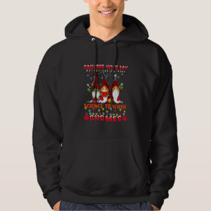 Hanging With My Science Teacher Gnomes Ugly Xmas M Hoodie