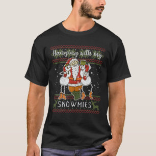 Hanging With My Snowmies Drunk Santa Ugly Christma T-Shirt