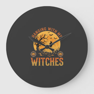 Hanging With My Witches Halloween Large Clock