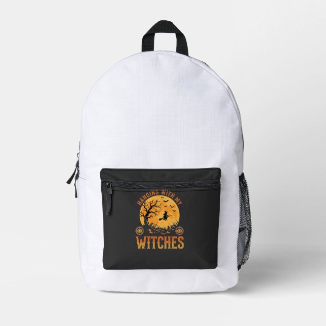 Hanging With My Witches Halloween Printed Backpack (Front)