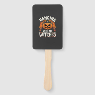 Hanging With My Witches Halloween Pumpkin Hand Fan