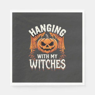 Hanging With My Witches Halloween Pumpkin Napkin