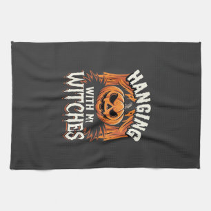 Hanging With My Witches Halloween Pumpkin Tea Towel