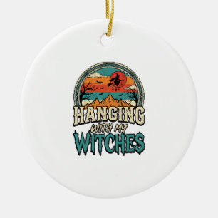 Hanging With My Witches Vintage Halloween Design_1 Ceramic Tree Decoration