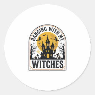 Hanging With My Witches Vintage Halloween Design_1 Classic Round Sticker