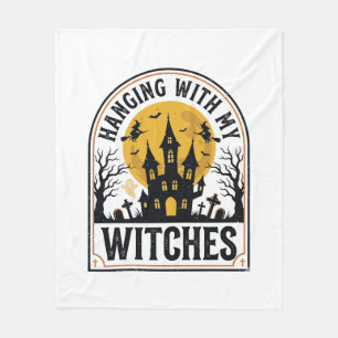 Hanging With My Witches Vintage Halloween Design_1 Fleece Blanket