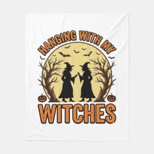 Hanging With My Witches Vintage Halloween Design_1 Fleece Blanket