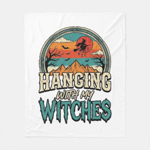 Hanging With My Witches Vintage Halloween Design_1 Fleece Blanket