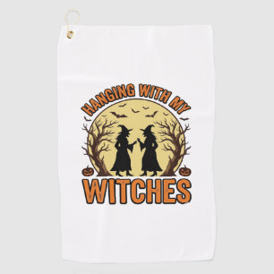 Hanging With My Witches Vintage Halloween Design_1 Golf Towel