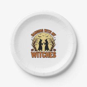 Hanging With My Witches Vintage Halloween Design_1 Paper Plate