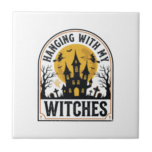 Hanging With My Witches Vintage Halloween Design_1 Tile