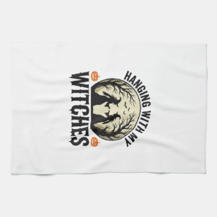 Hanging With My Witches Vintage Halloween Design ( Tea Towel