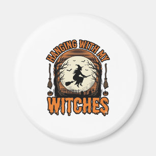 Hanging With My Witches Vintage Halloween Shirt De Magnet