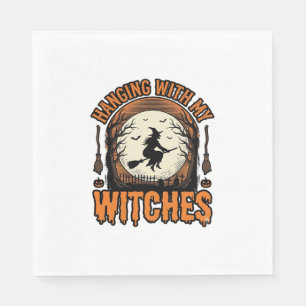 Hanging With My Witches Vintage Halloween Shirt De Napkin