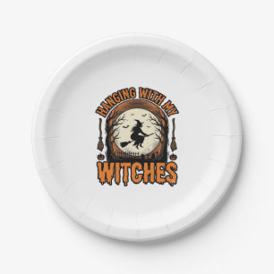 Hanging With My Witches Vintage Halloween Shirt De Paper Plate