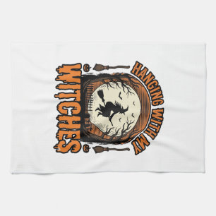 Hanging With My Witches Vintage Halloween Shirt De Tea Towel