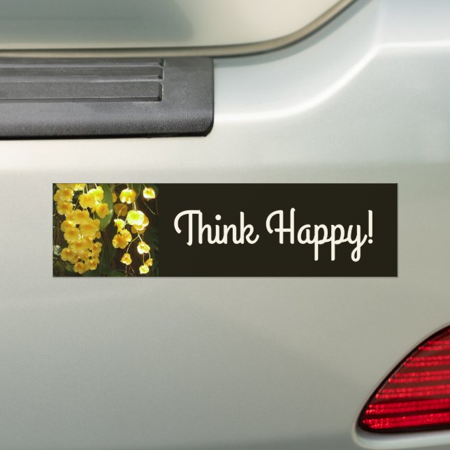 Hanging Yellow Orchids Tropical Flowers Bumper Sticker (On Car)