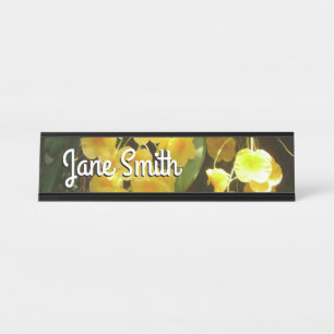 Hanging Yellow Orchids Tropical Flowers Desk Name Plate