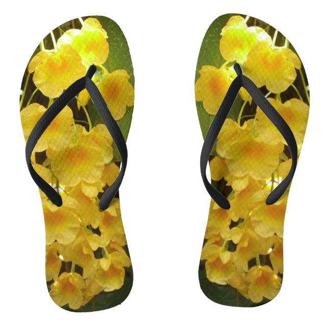 Hanging Yellow Orchids Tropical Flowers Flip Flops (Footbed)