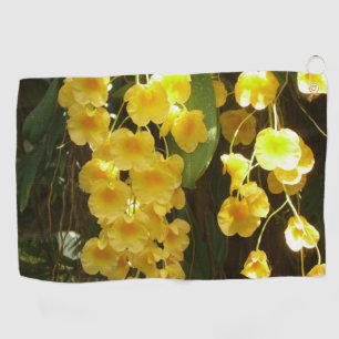 Hanging Yellow Orchids Tropical Flowers Golf Towel