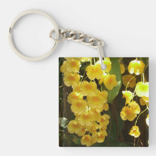 Hanging Yellow Orchids Tropical Flowers Key Ring