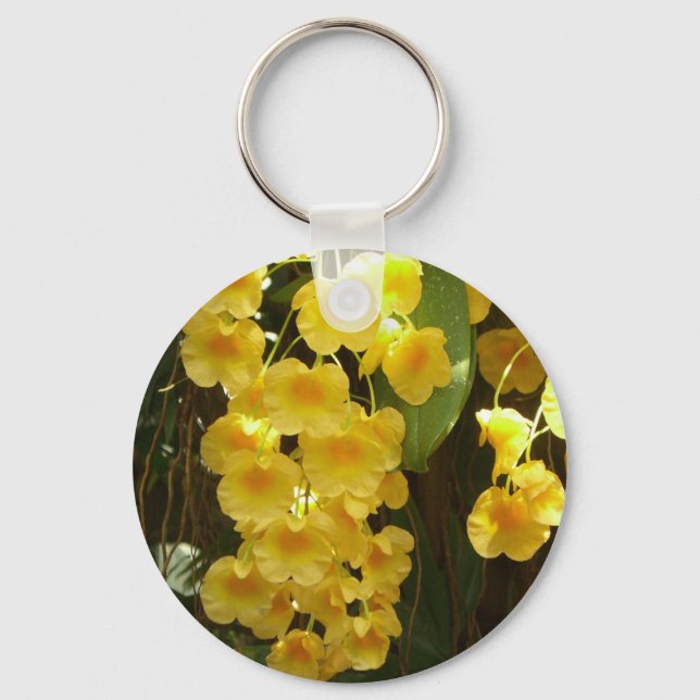 Hanging Yellow Orchids Tropical Flowers Key Ring (Front)