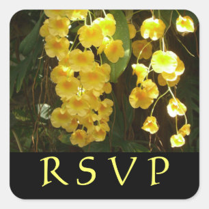 Hanging Yellow Orchids Tropical Flowers Square Sticker
