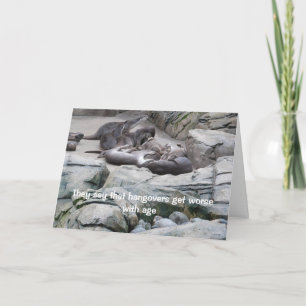 Hangover birthday card with otters