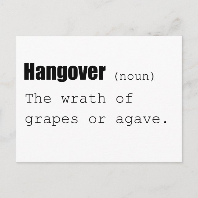 Hangover Definition Funny Postcard (Front)
