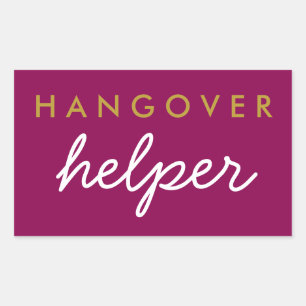Hangover Helper Wedding Favour Magenta Gold Rectangular Sticker